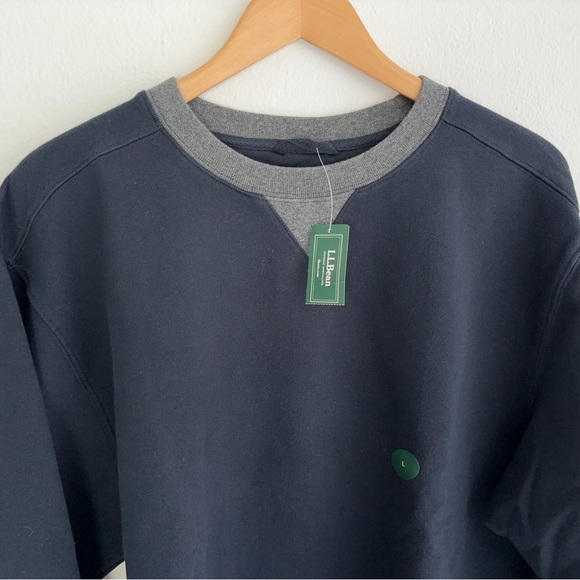 NWT Men’s LL Bean Athletic Crewneck Sweatshirt SZ Large Navy blue - Picture 13 of 14
